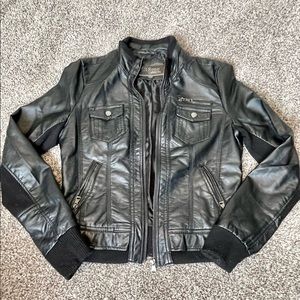 Faux leather moto jacket